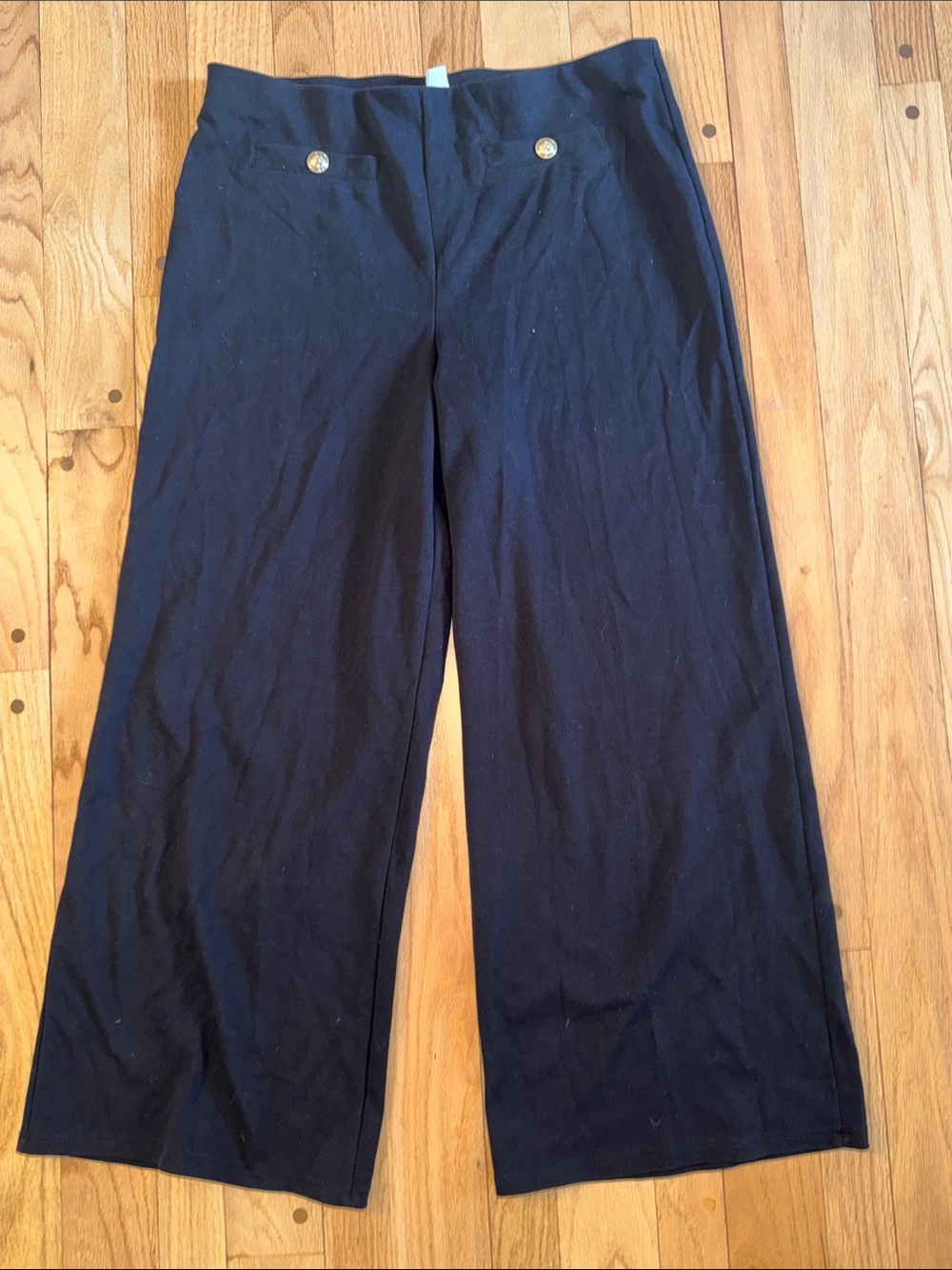 H&M Black Tailored Wide-Leg Trousers with Gold Buttons